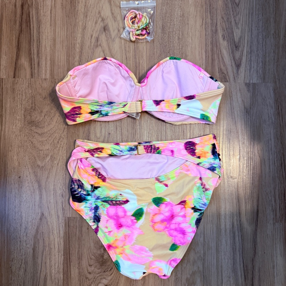 Victorias Secret Floral Strapless High Waisted Bikini Set Size 34C/Small - Picture 4 of 6